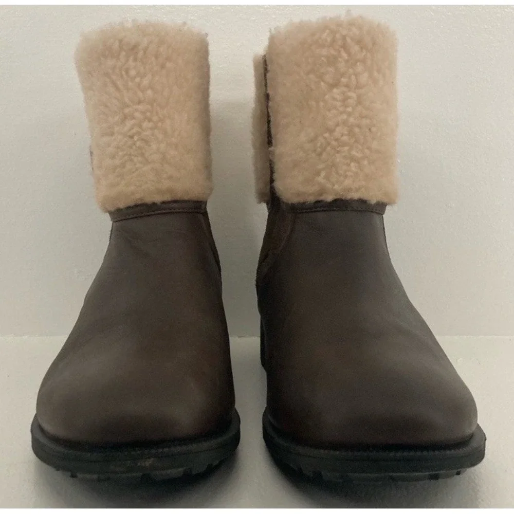 UGG‎ Dark Chocolate Brown Elings Boots Sz 8.5 Cabincore Shearling Woodsy Winter
